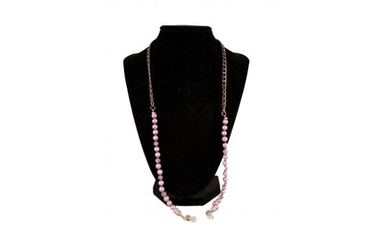GLASS ACCESSORIES - METALIC CHAIN WITH LILAC PEARLS
